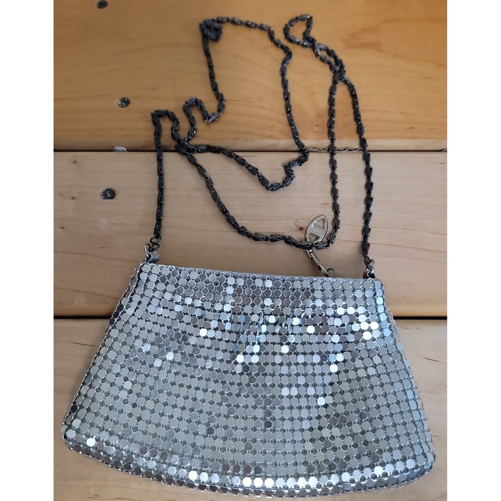 Y&S Original Silver Sequins Chain Strap Evening Bag Clutch Sparkle Glam